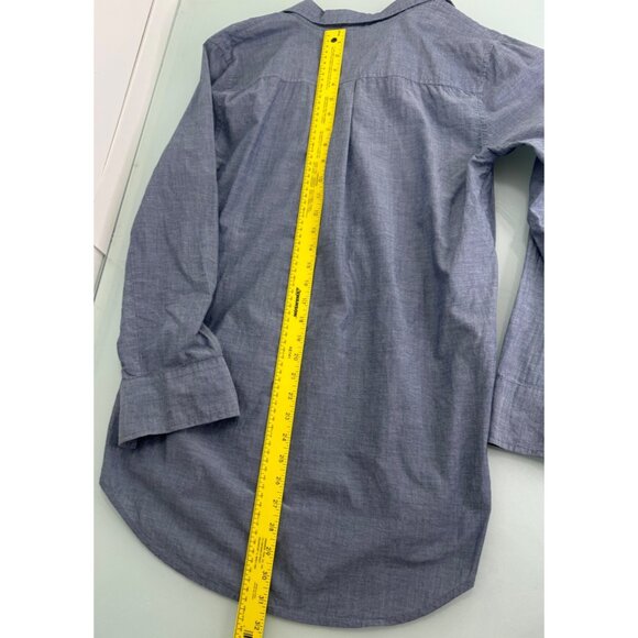 J Crew Women's Tunic Shirt Medium M Chambray Lightweight Tab Roll Up Popover - Picture 8 of 10